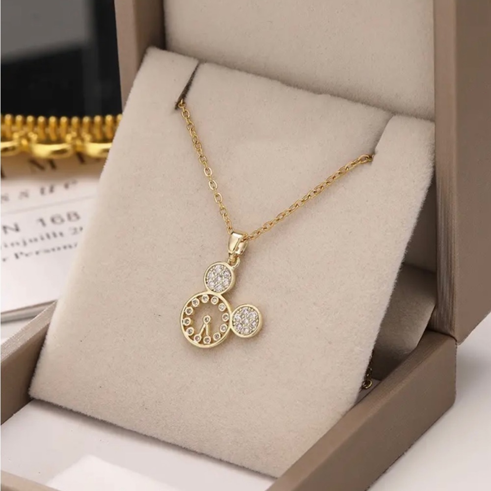 Mickey Mouse shaped clock pendant necklace